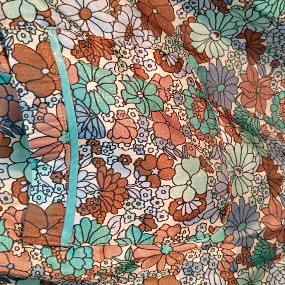 Vintage Old Navy Floral Pajama Pants - Brown and Teal Size XXL - Picture 9 of 9